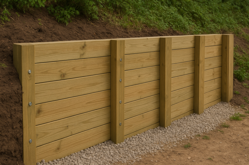 mur de soutènement en bois en kit