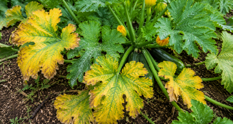 feuille de courgettes jaunes