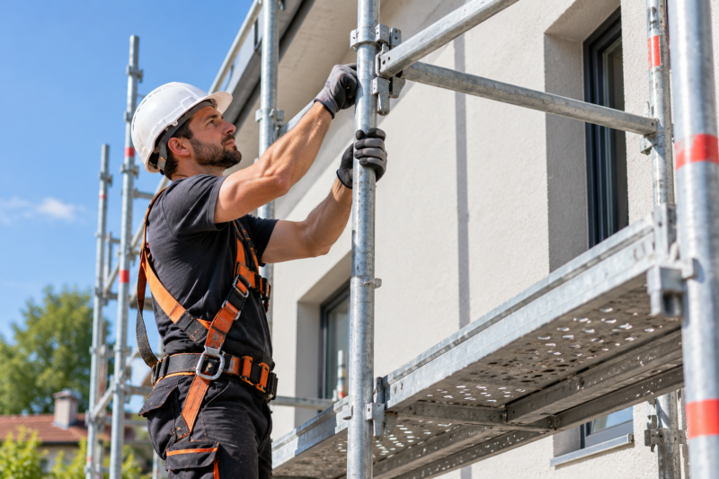échafaudage près d'une maison